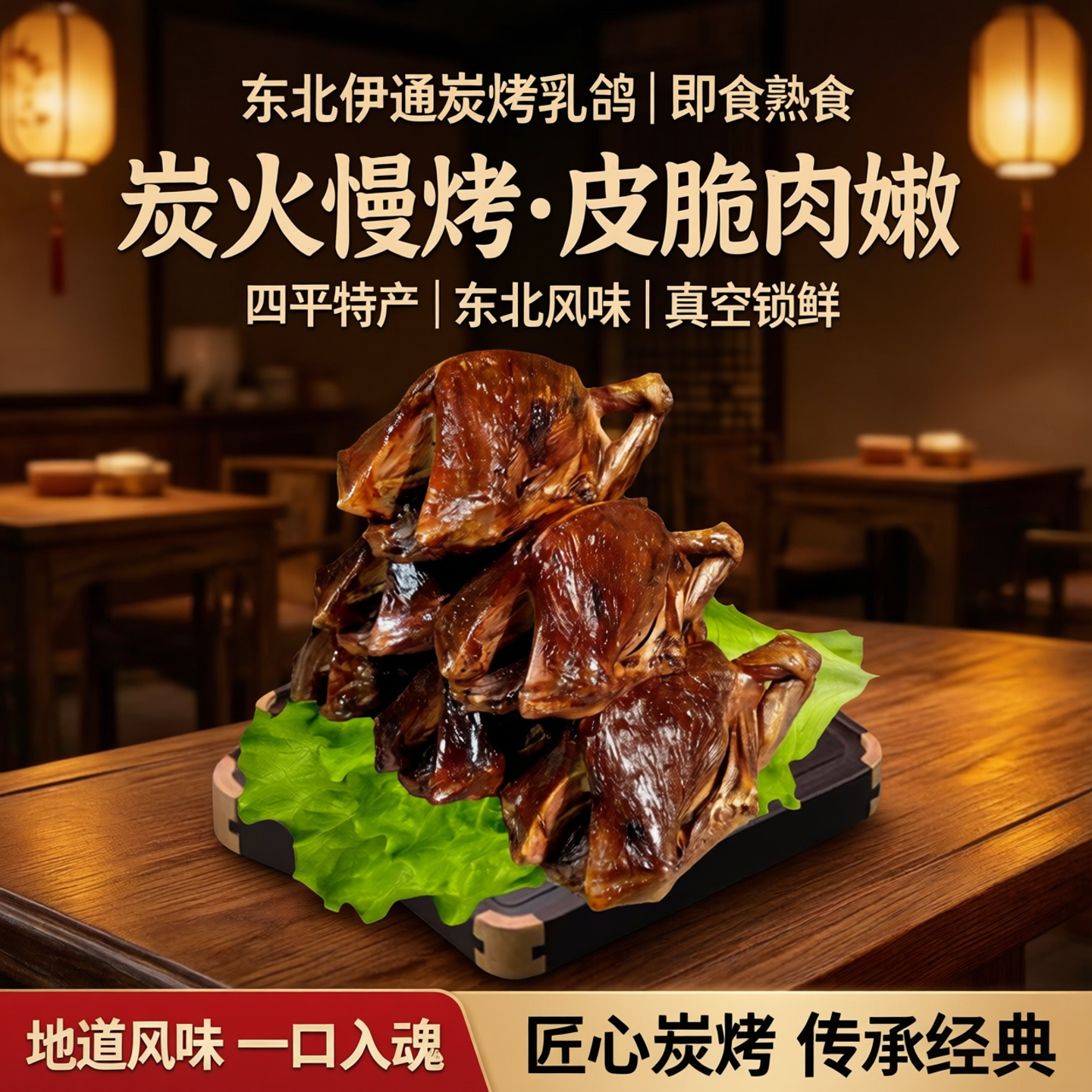 东北伊通脆皮乳鸽烧烧烤烤鸽子即食熟食炭烤烤乳鸽吉林四平美食小