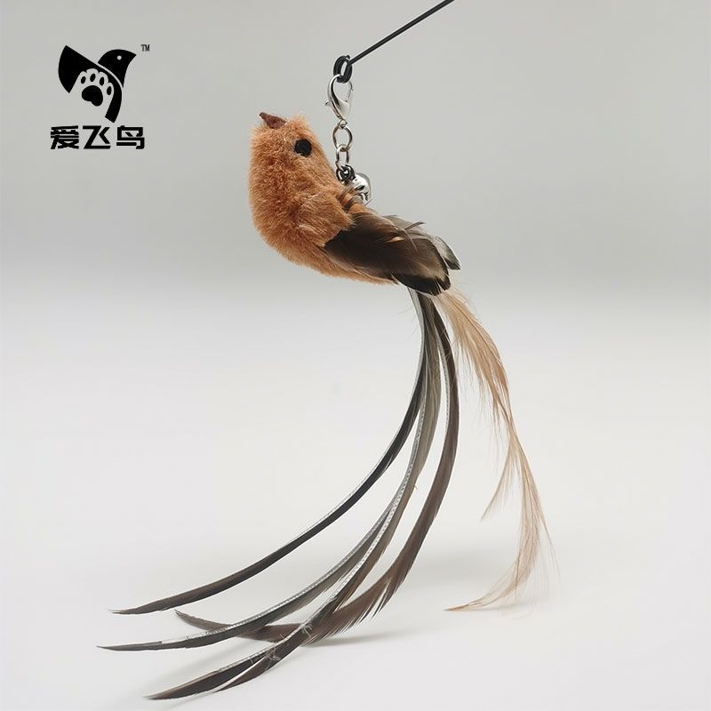 仿真鸟吸盘逗猫棒羽毛自嗨解闷神器钢丝长杆自动玩具猫咪宠物用品