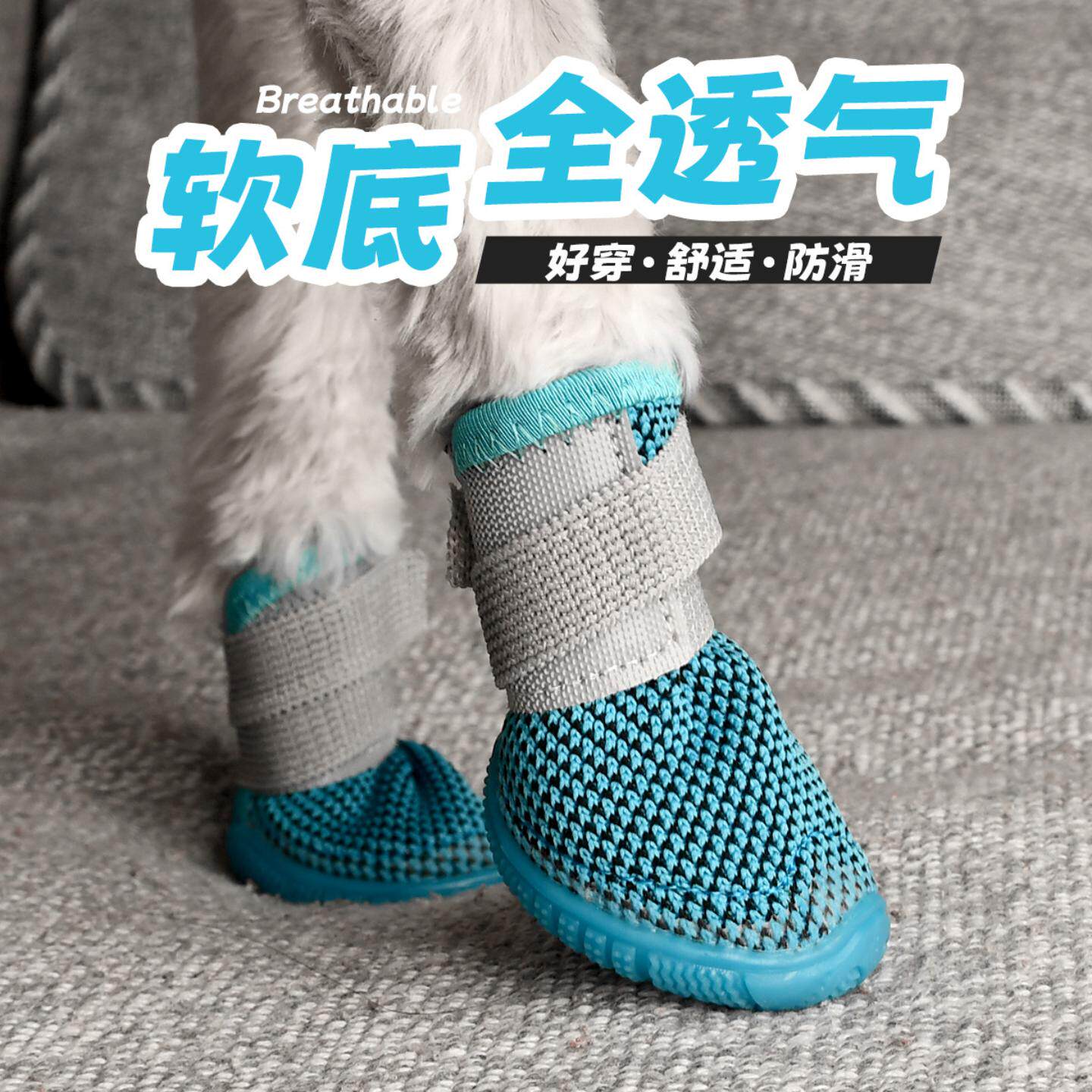 软底网鞋透气狗鞋子小型犬泰迪比熊专用小狗鞋薄款合适不掉泰迪鞋