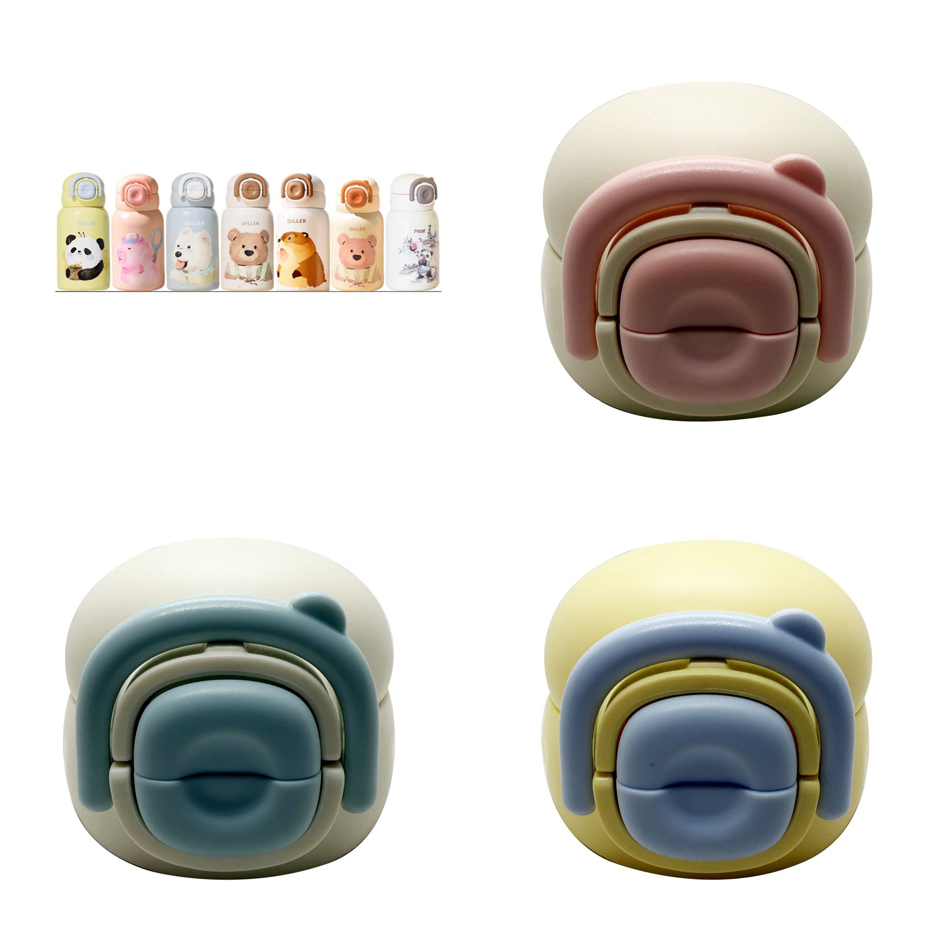 迪乐贝尔DILLER双饮保温杯吸管盖塑料配件9241水杯盖子防漏直饮盖