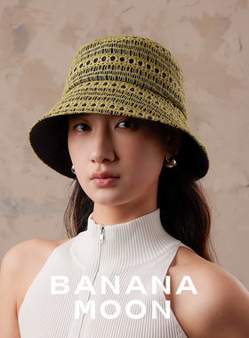 Banana moon时髦女人味_高端双色蕾丝提花盆帽+黑色真丝麻渔夫帽