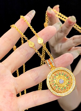 沙金古法满钻旋转葫芦吊坠项链女仿真黄金时来运转福禄挂坠不掉色