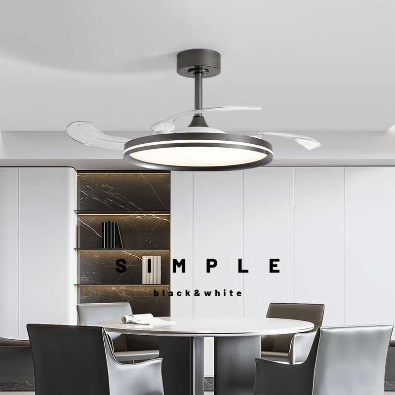 意式极简风扇吊灯全光谱护眼客厅饭厅卧室大风力静音一体吊扇灯