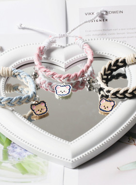 网红闺蜜手链二人一对小学生高颜值三人手链磁铁相吸手环情侣款