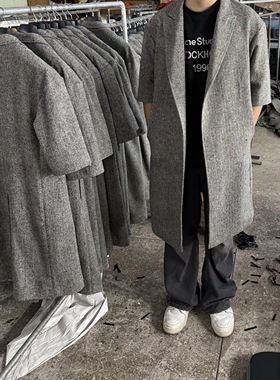 启雾自主老og高街风格 3rd上帝恐惧灰色羊毛大衣外套男女款