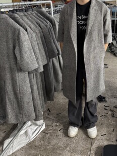 启雾自主老og高街风格 3rd上帝恐惧灰色羊毛大衣外套男女款