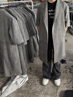 启雾自主老og高街风格 3rd上帝恐惧灰色羊毛大衣外套男女款