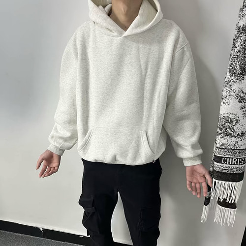 Vintage罗素卫衣黑灰抓绒vtg连帽卫衣boxy短款cleanfit男vibe卫衣