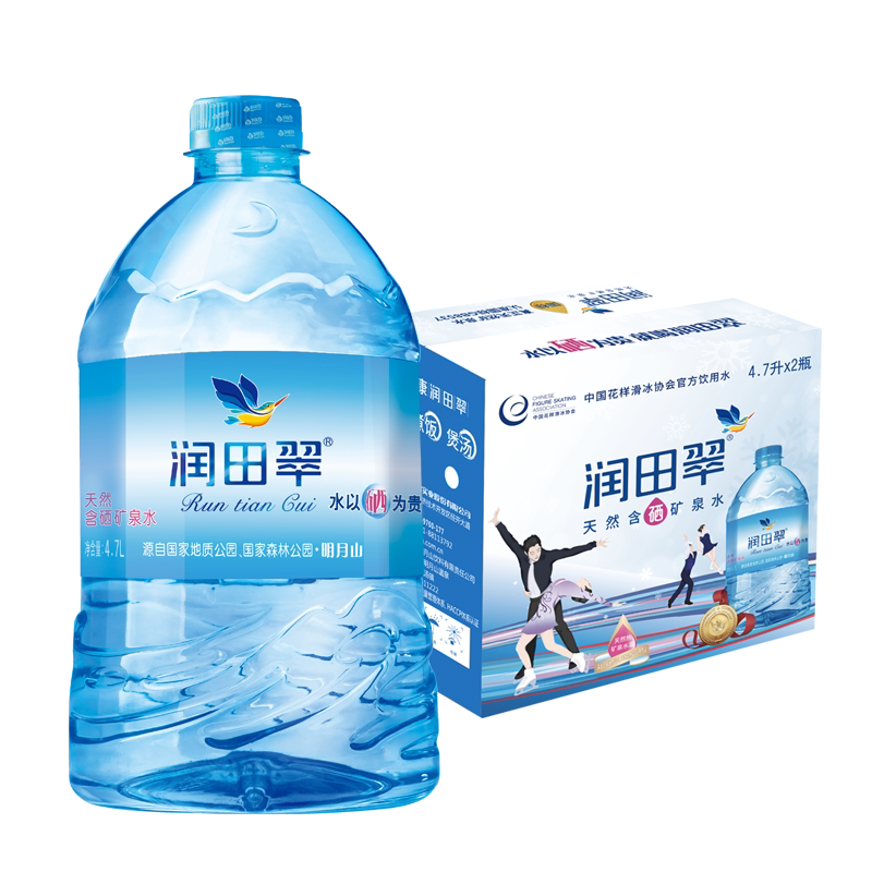 润田翠天然含硒矿泉水饮用水弱碱性明月山壶翠4.7L*2桶X100_虎窝淘