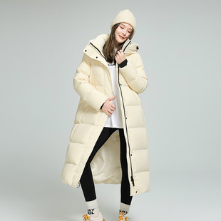2025年东北冬季新款长款过膝羽绒服女款加厚外套宽松直筒90鸭绒