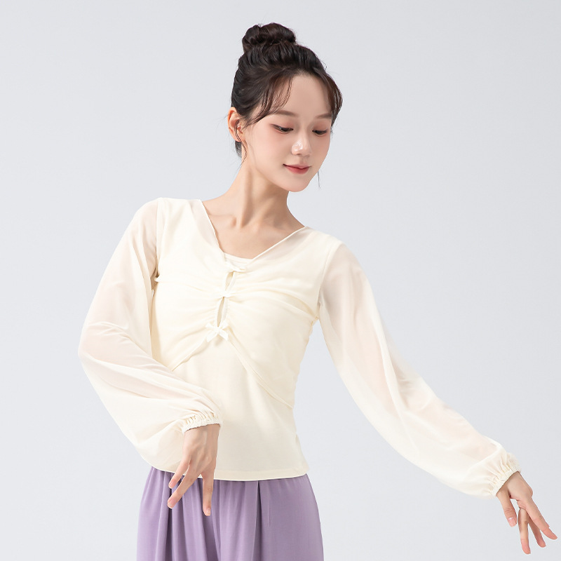 舞蹈服女纱衣长袖上衣