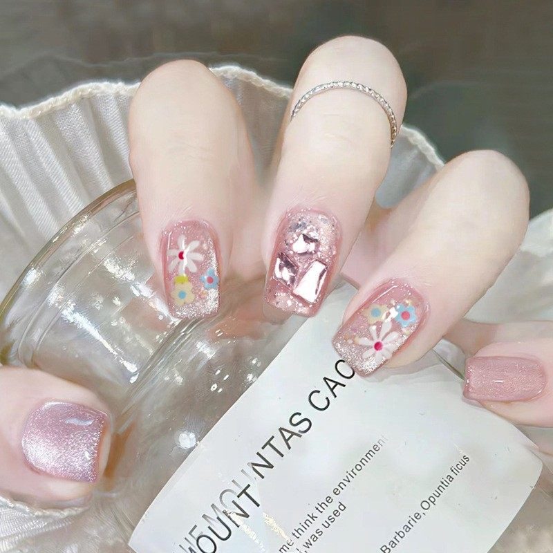 2026年新款儿童美甲穿戴甲感短款盛夏繁花满钻30片假指甲贴片,彩妆/香水/美妆工具,美甲工具,淘宝优惠券,粉丝福利购,淘宝优惠卷