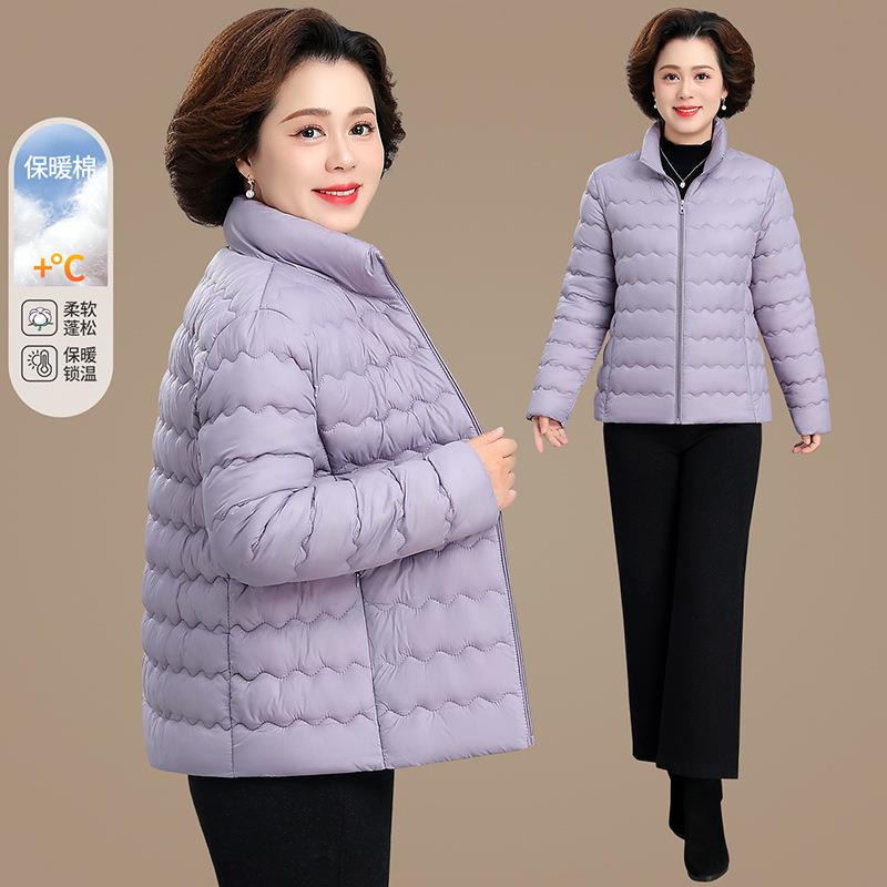 50岁妈妈冬装2025新款羽绒棉服短款中老年女二棉服夹棉小棉袄外套