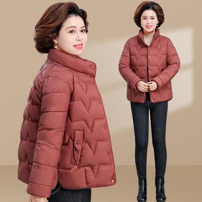 小个子妈妈冬装羽绒棉服短款棉衣外套洋气中老年女装秋冬季小棉袄