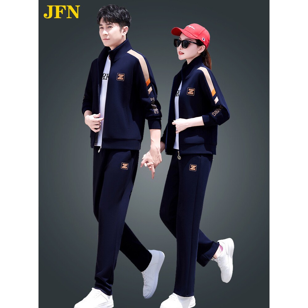 情侣运动套装春秋2026新款潮流宽松立领休闲运动服男跑步服女卫衣