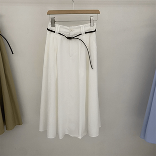 韩系赫本风半身裙女伞裙高腰a字裙显瘦系带春装中长款气质通勤裙
