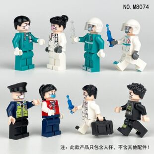 医护人仔M8074小颗粒儿童积木医生护士警察公仔玩具跨境