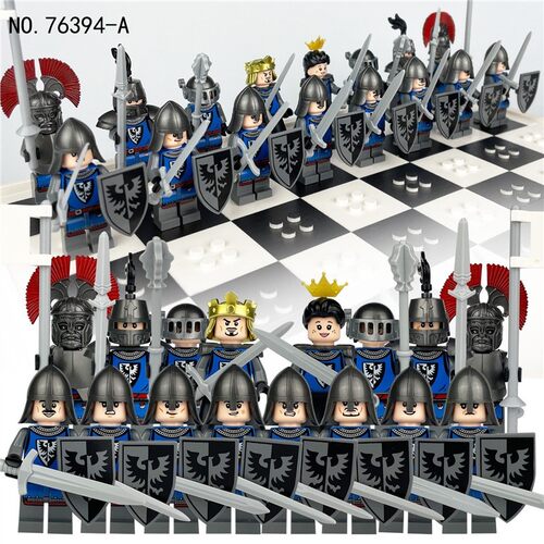 76394AB人仔中古世纪国王骑士跨境3C士兵小颗粒积木玩具