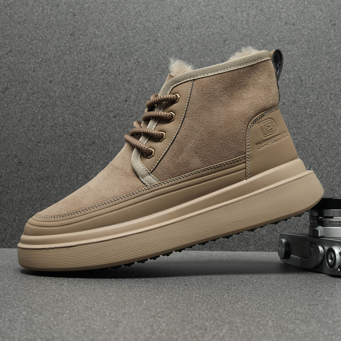 反绒皮马丁靴男鞋冬季2025新款短筒雪地靴男加绒加厚保暖高帮棉靴