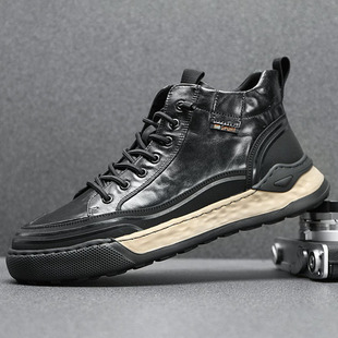 棉鞋男款冬季2025新款真皮加绒保暖高帮鞋子男马丁靴休闲男鞋板鞋