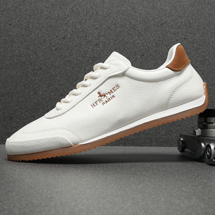 男鞋春季2026新款真皮休闲鞋男潮流百搭小白鞋薄底德训鞋男款透气