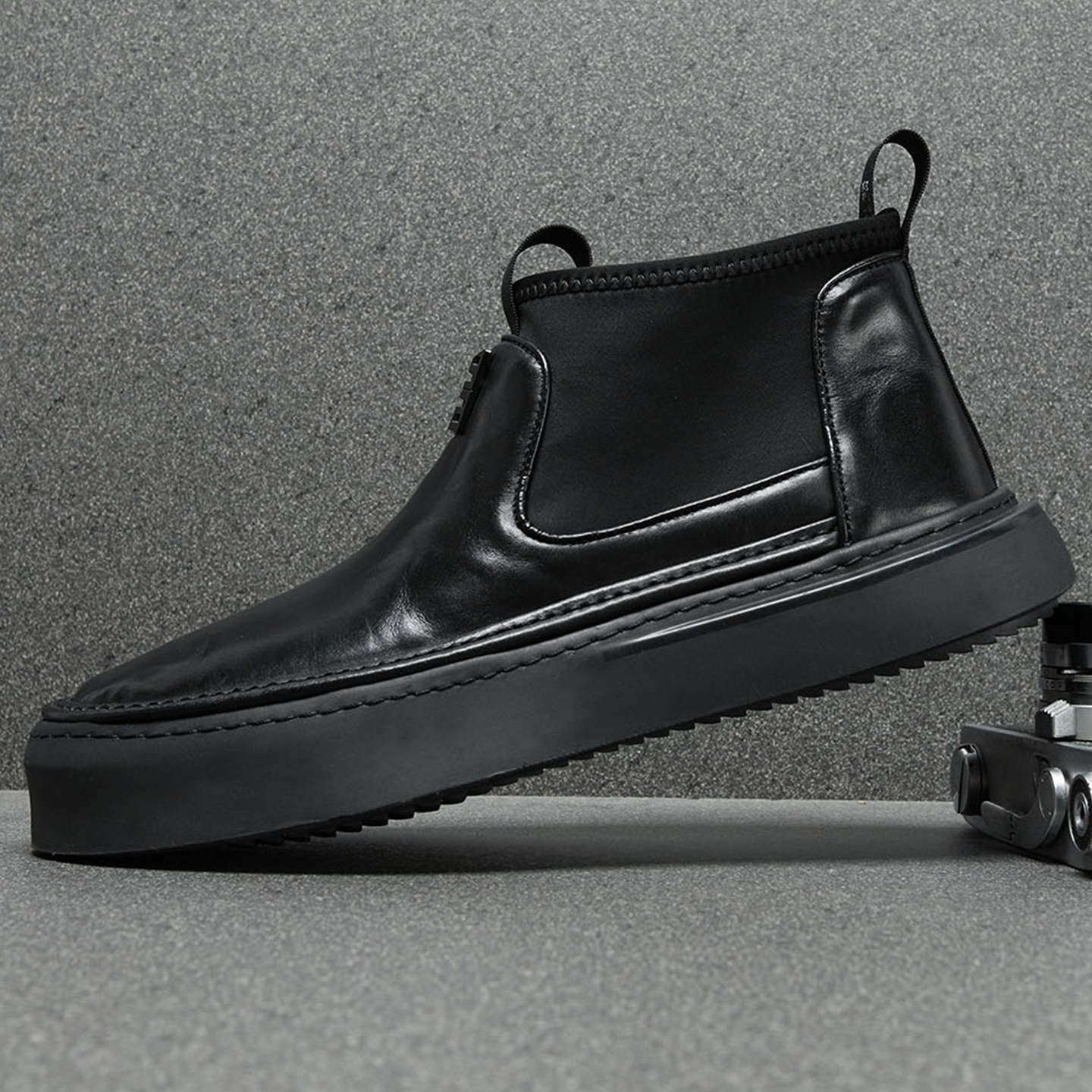 头层牛皮男鞋2025冬季新款厚底