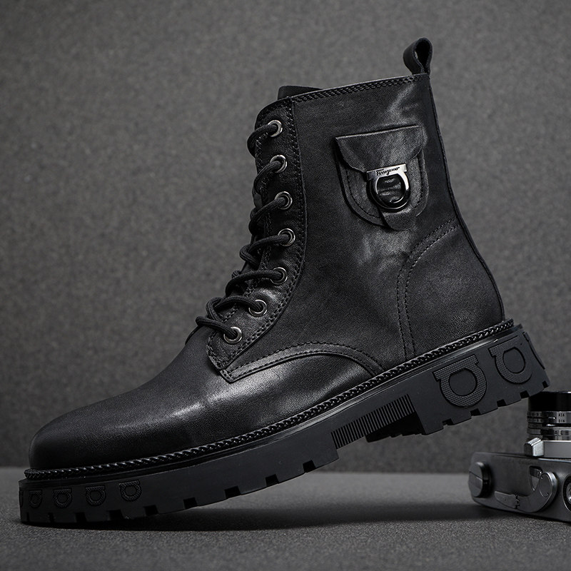 潮牌马丁靴男高帮真皮潮流2021冬季新款皮靴男头层牛皮时装靴短靴在类目 流行男鞋, 靴子中 - 来自Buy2taobao.com提供专业的淘宝代购服务