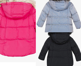 小A童装 冬新款  女童羊羔绒内里棉袄 连帽棉服外套