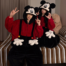 珊瑚绒睡衣女款情侣装冬季厚实保暖连体男士加厚法兰绒家居服套装