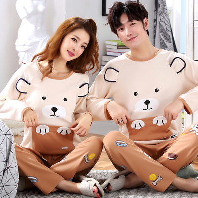 情侣秋季长袖长裤冬天家居服套装