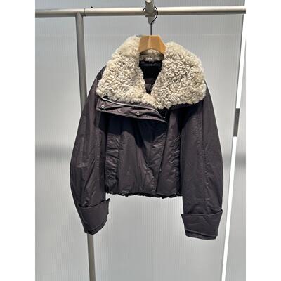 艾诺丝2025年冬季新款可拆卸大毛领短款羽绒服外套女AR004163