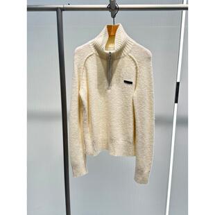 艾诺丝2025年秋冬新款羊毛立领半拉链立领针织衫女毛衣AR804153