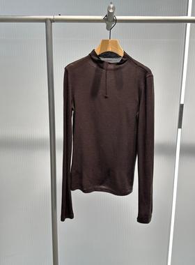 艾诺丝2025年冬装新款时尚百搭立领长袖打底衫女上衣修身AR604109