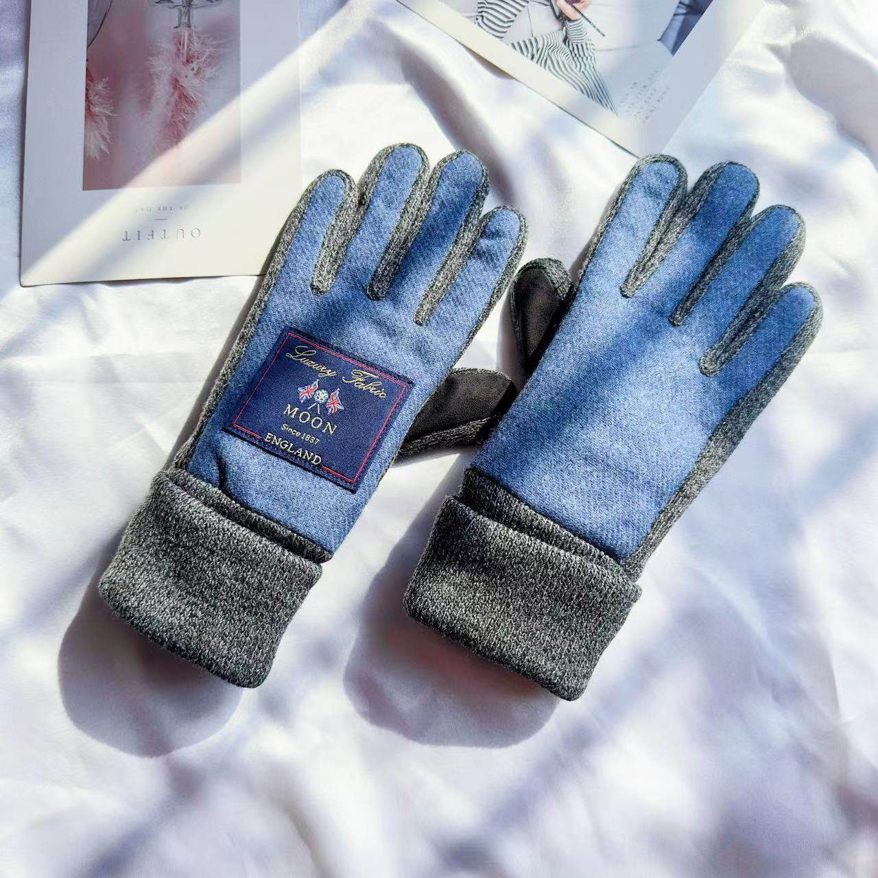 thumbnail for Harris Tweed Imported Harris Warm Gloves, Touchscreen-Compatible, Unisex, Moon Woolen Winter Fleece-Lined Gloves