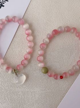 2025新款中式手链仿玛瑙如意仿猫眼石仿阿拉善石手串小众桃花好运