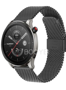 适用跃我Amazfit华米GTR4表带3Pro不锈钢腕带GTS234mini精钢表链