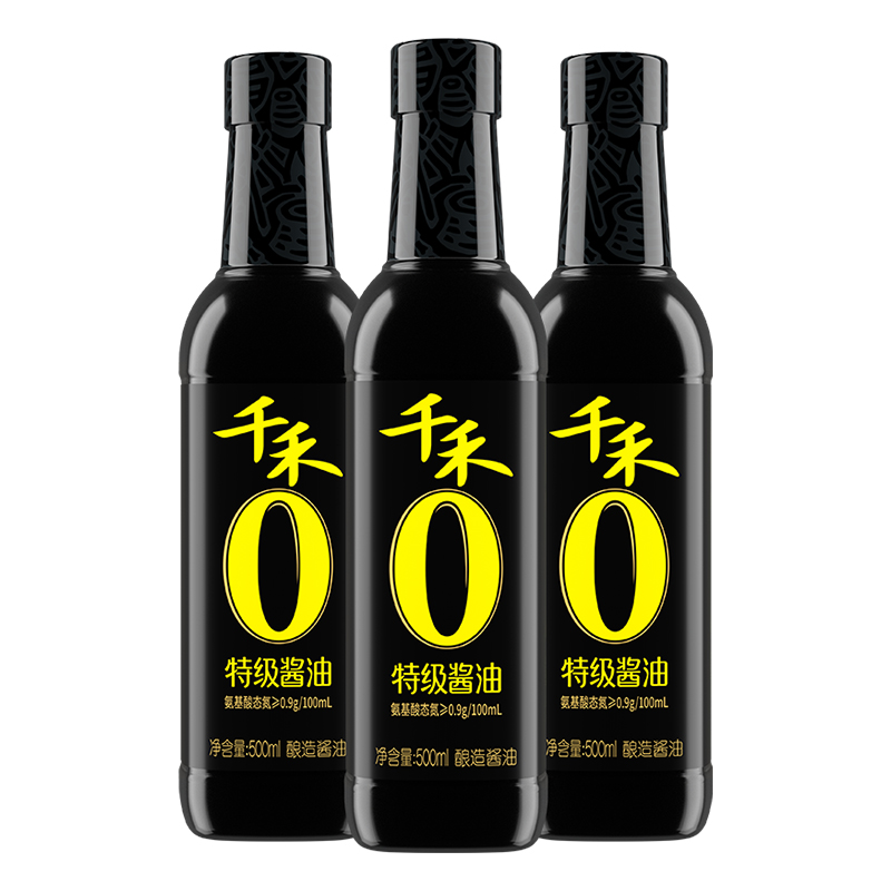 千禾零添加特级酱油500ml/瓶粮食酿造家用生抽烹饪炒菜佐餐调味品