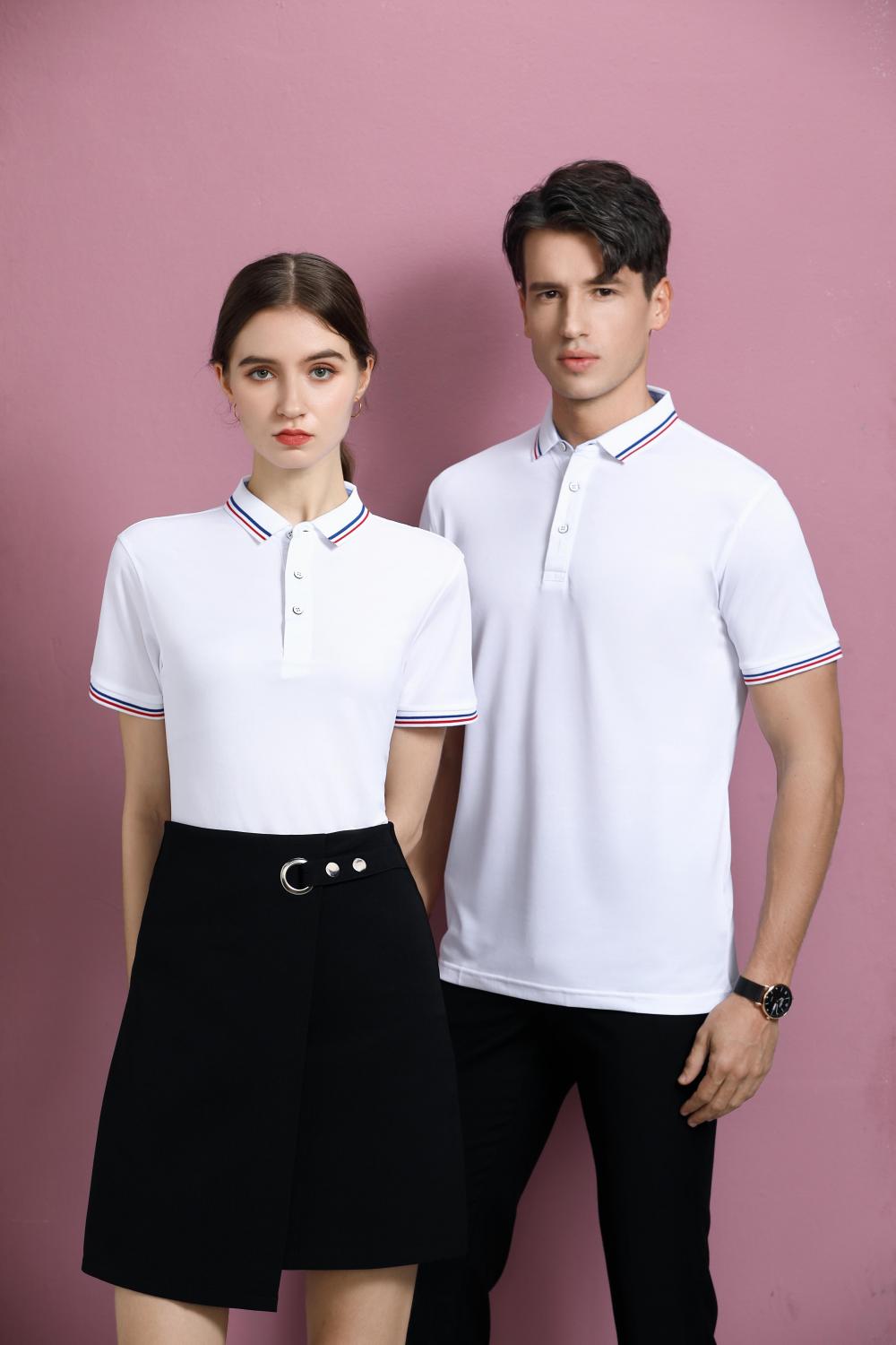 冰离子工衣定制翻领POLO衫印字广州夏季工作服厂家短袖工装T恤衫