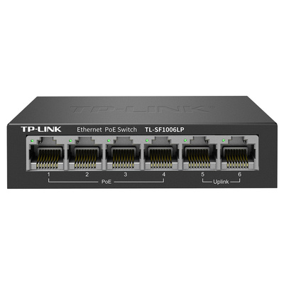 普联TP-LINK TL-SF1006LP 6口百兆POE交换机安防监控摄像头POE供电器双Uplink上联网络分线分流器端口扩展器
