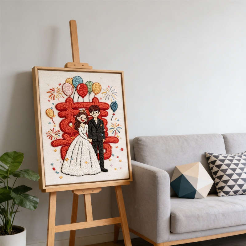 喜字戳戳绣手工DIY材料包初学者制作可摆可挂相框画新婚结婚礼物,居家布艺,戳戳绣,淘宝优惠券,粉丝福利购,淘宝优惠卷