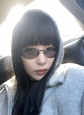欧美无框灰色猫眼y2k辣妹网红墨镜女潮千禧风方圆脸猫眼太阳眼镜