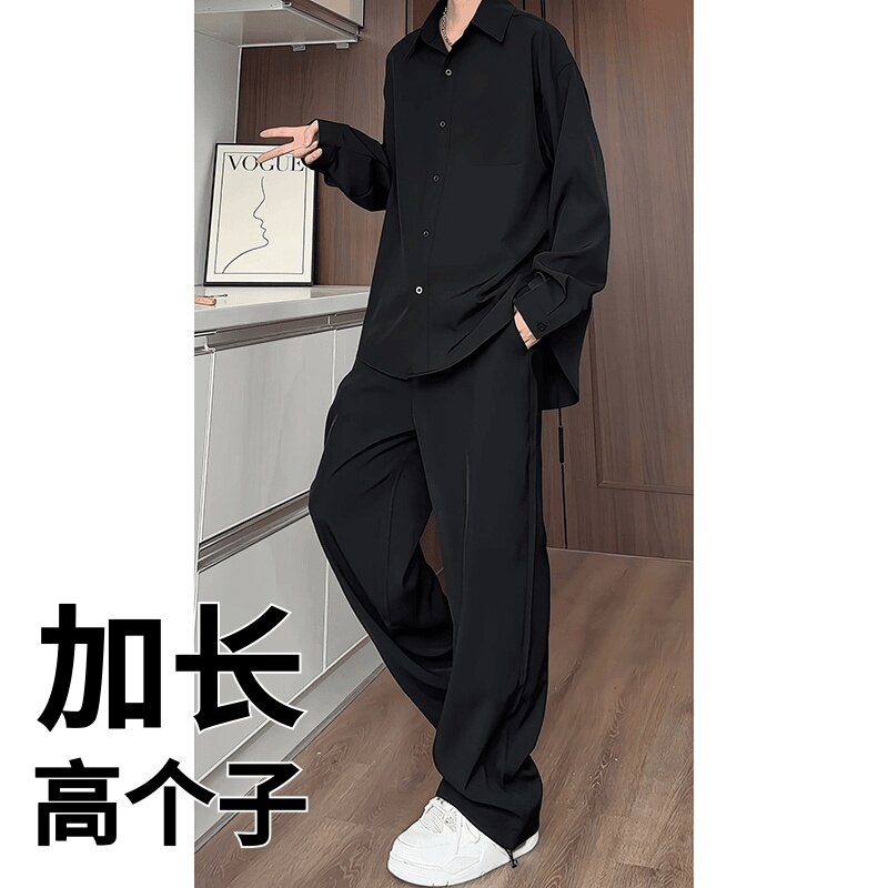 春季加长西裤男高个子大码宽松西装裤垂感190cm长裤瘦高180cm潮