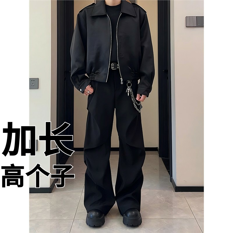 高个子加长185cm190裤子男冰丝休闲裤西裤秋季青少年超长直筒裤子