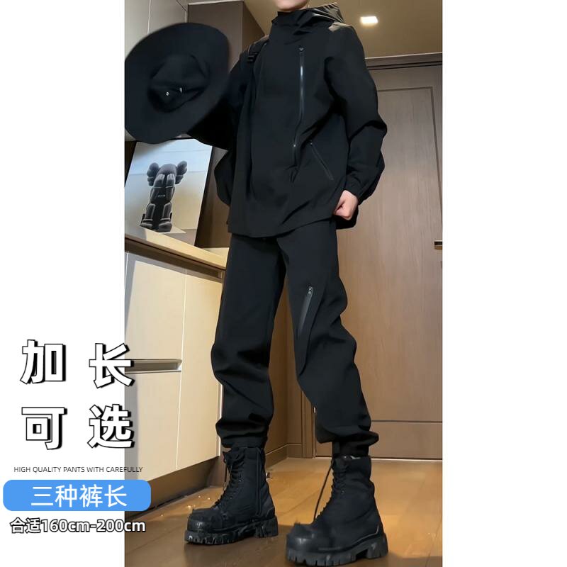 痞帅高级加长版高个子裤子男秋季款工装裤魔术贴束脚直筒冲锋裤,男装,休闲裤,淘宝优惠券,粉丝福利购,淘宝优惠卷