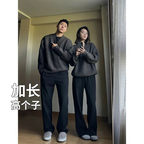 高个子青少年裤子男重磅直筒裤休闲运动裤卫裤春季加长版瘦高190