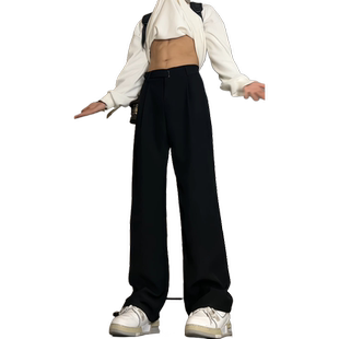 美式加长版高个子裤子潮牌休闲裤直筒裤男款秋季日系垂感痞帅西裤