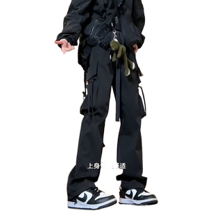 美式机能冲锋裤男秋季2025裤子直筒青少年休闲加长版高个子工装裤