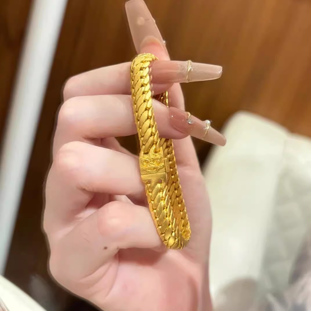 水贝黄金古法三马鞭手链足金999