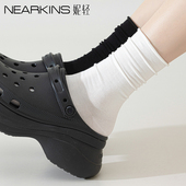 配洞洞鞋 夏天冰冰袜 中筒堆堆袜春秋纯棉无骨新款 袜子女夏季 薄款