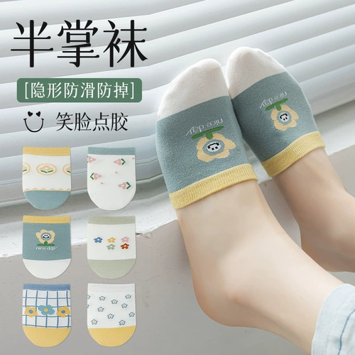 Носки на полфута, невидимые носки для ног, женские летние тонкие полудлинные хлопковые впитывающие пот противоскользящие туфли на высоком каблуке летние женские носки